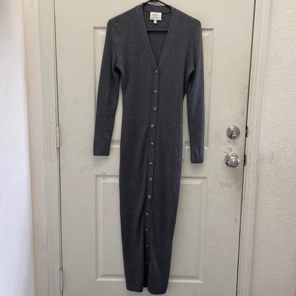 Torn By Ronny Kobo Women's Vianne Button Down Midi Knit Sweater Dress Charcoal L - Picture 4 of 11